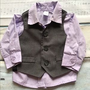 Baby boy 0-3 month dress shirt and vest