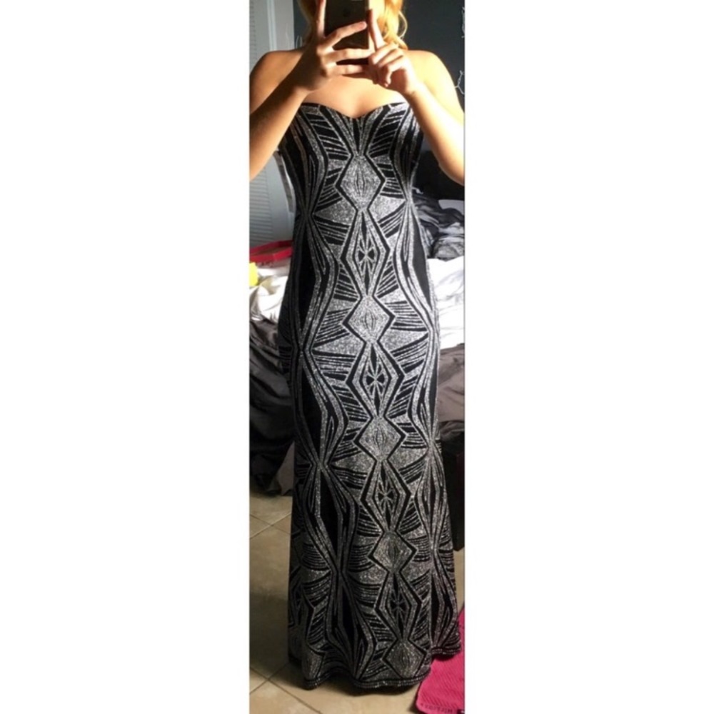 Black and Silver glittered prom dress