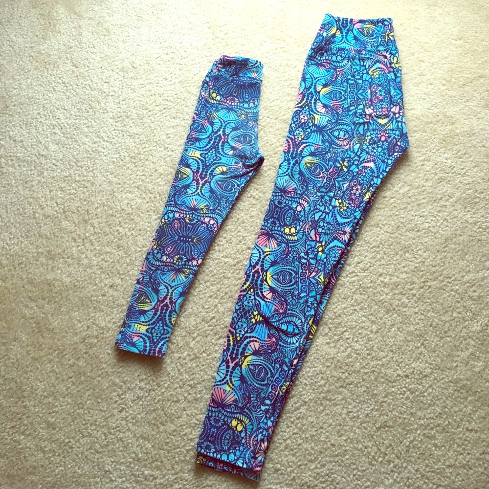 Lularoe leggings mommy and me set os blue pink