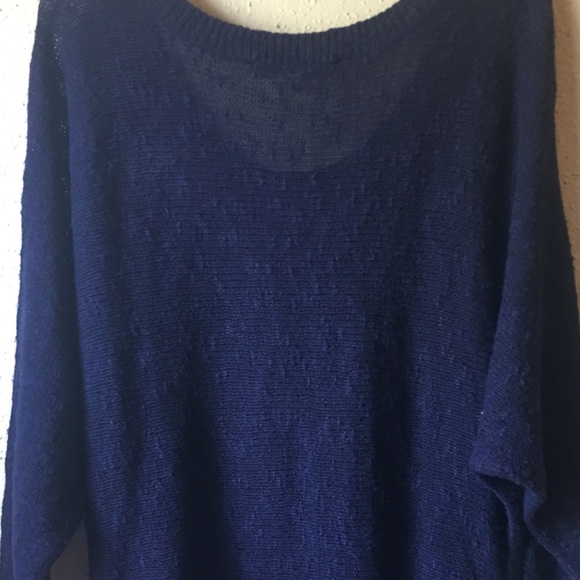 Loft, Ann Taylor Navy Blue Sheer  Sweater (M) - Picture 2 of 4