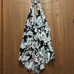 Black floral romper
