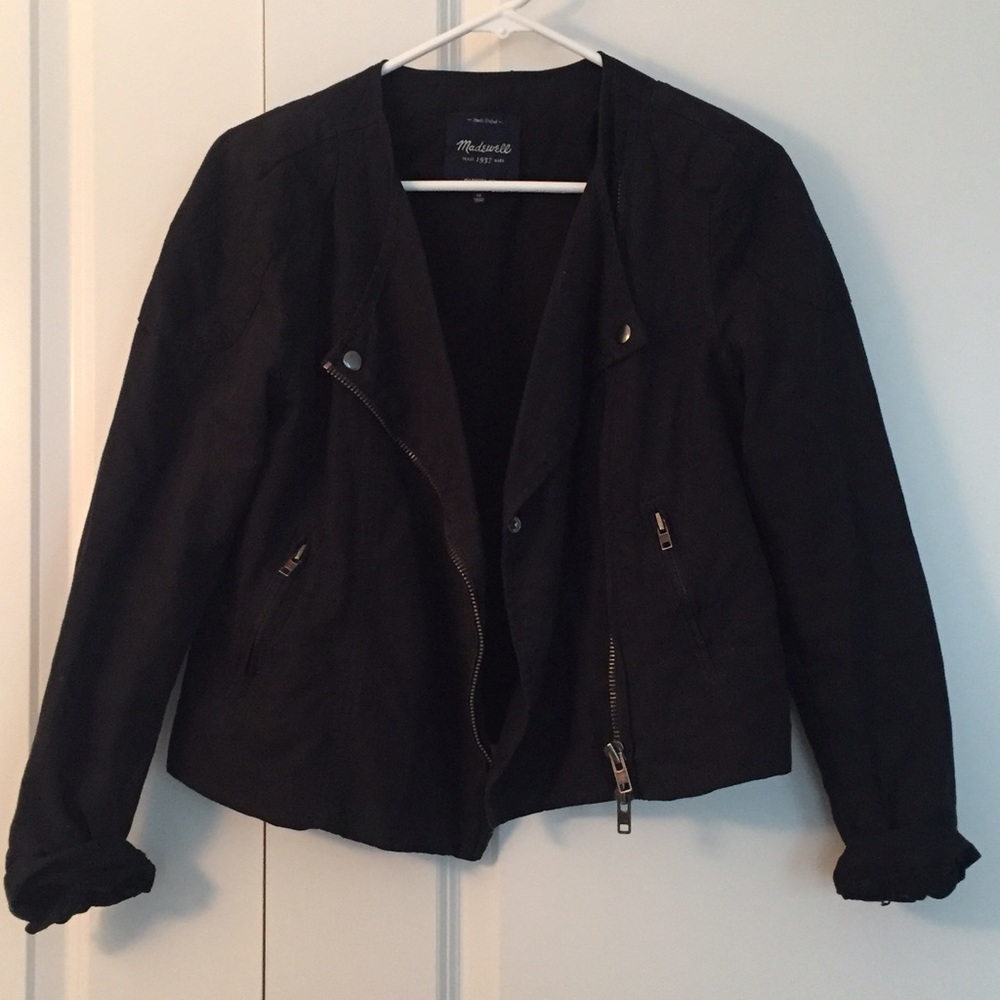 Black Madewell Moto Cotton + Linen Jacket