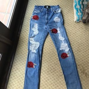 Nasty Gal Rose Patch Jeans