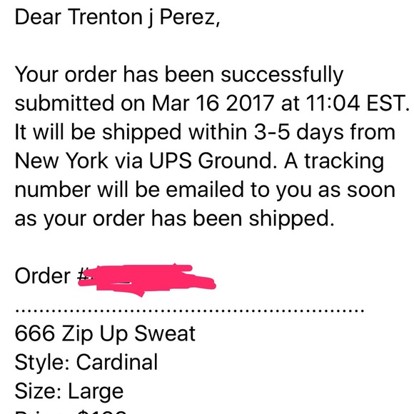 Red supreme zip up 666 logo on back - Picture 3 of 3