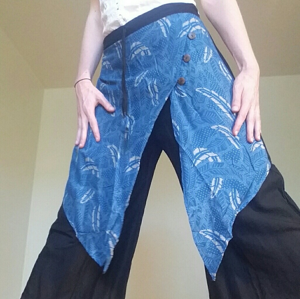 Cotton Apron Wide-Leg Pants