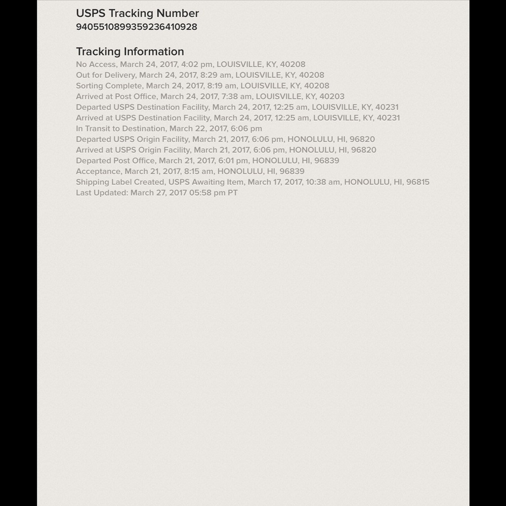 Tracking info and details for raybans