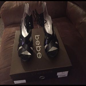 Bebe Kathy soft leather platform shoes