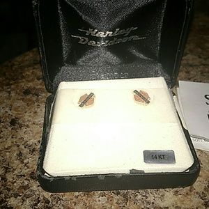 Authentic Harley Davison 14 k gold earrings