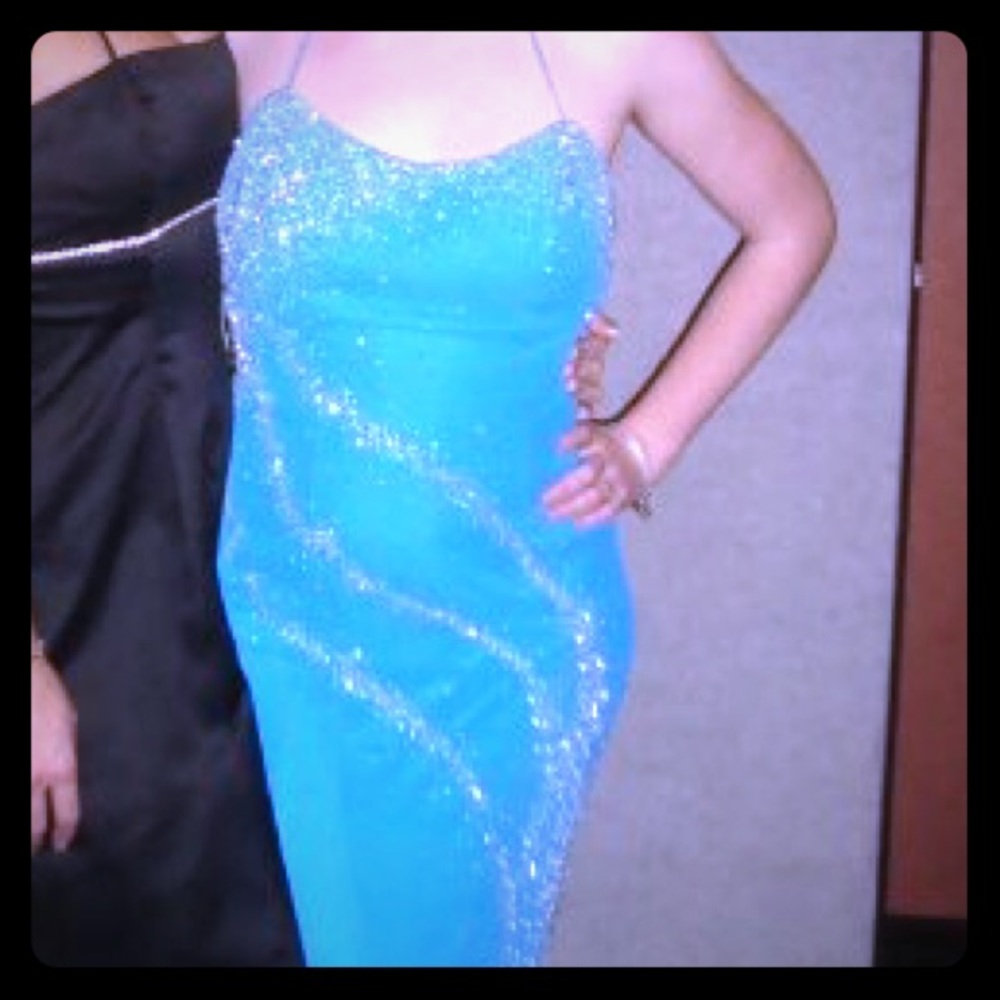 Prom or Formal Beadwork dress with shear slit
