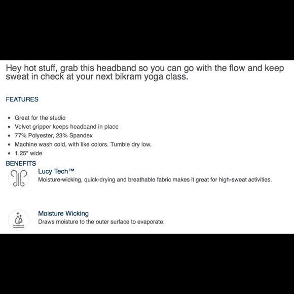 Lucy Wide Studio Headband Moisture Wicking NWT - Picture 4 of 4