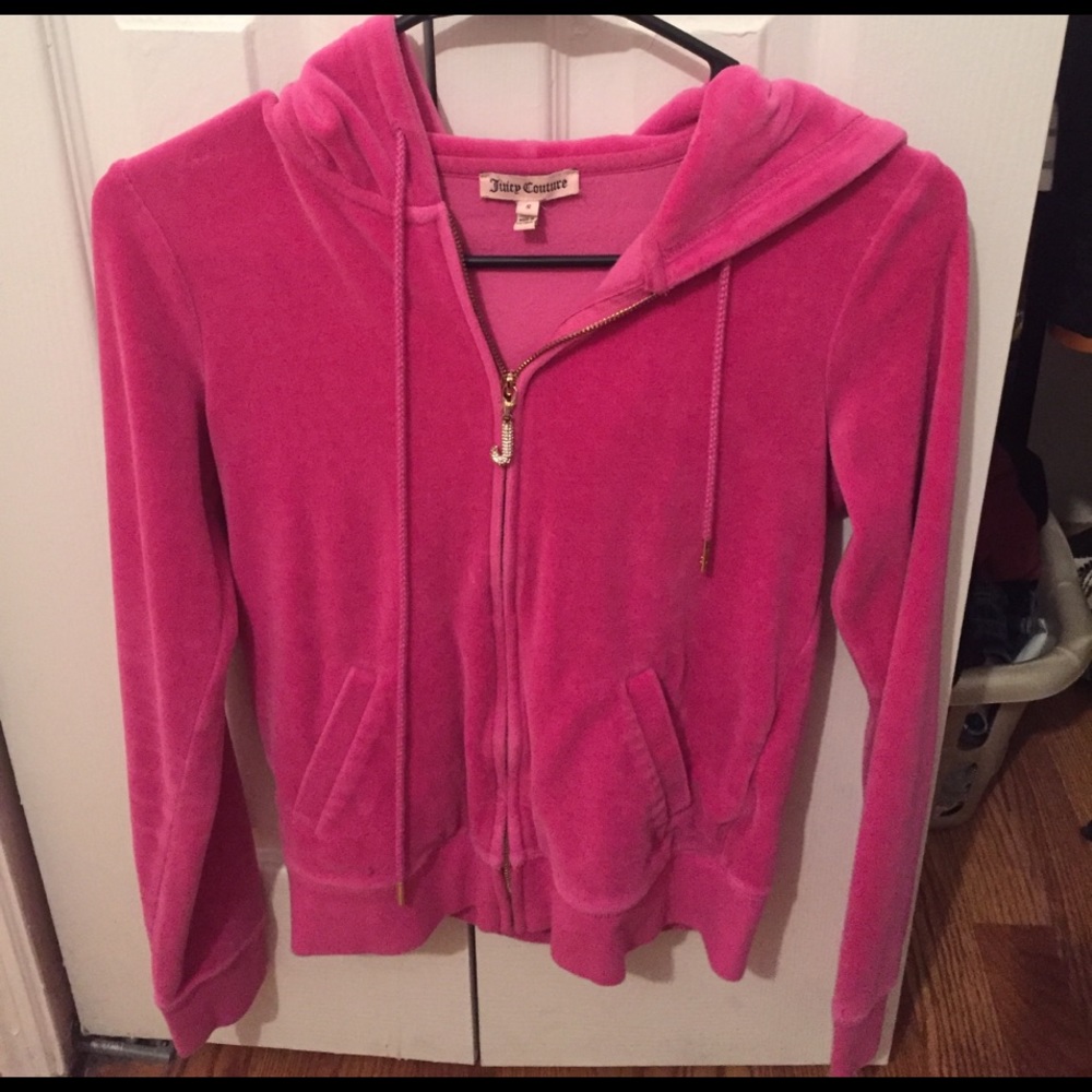 small pink juicy couture hoodie zip up