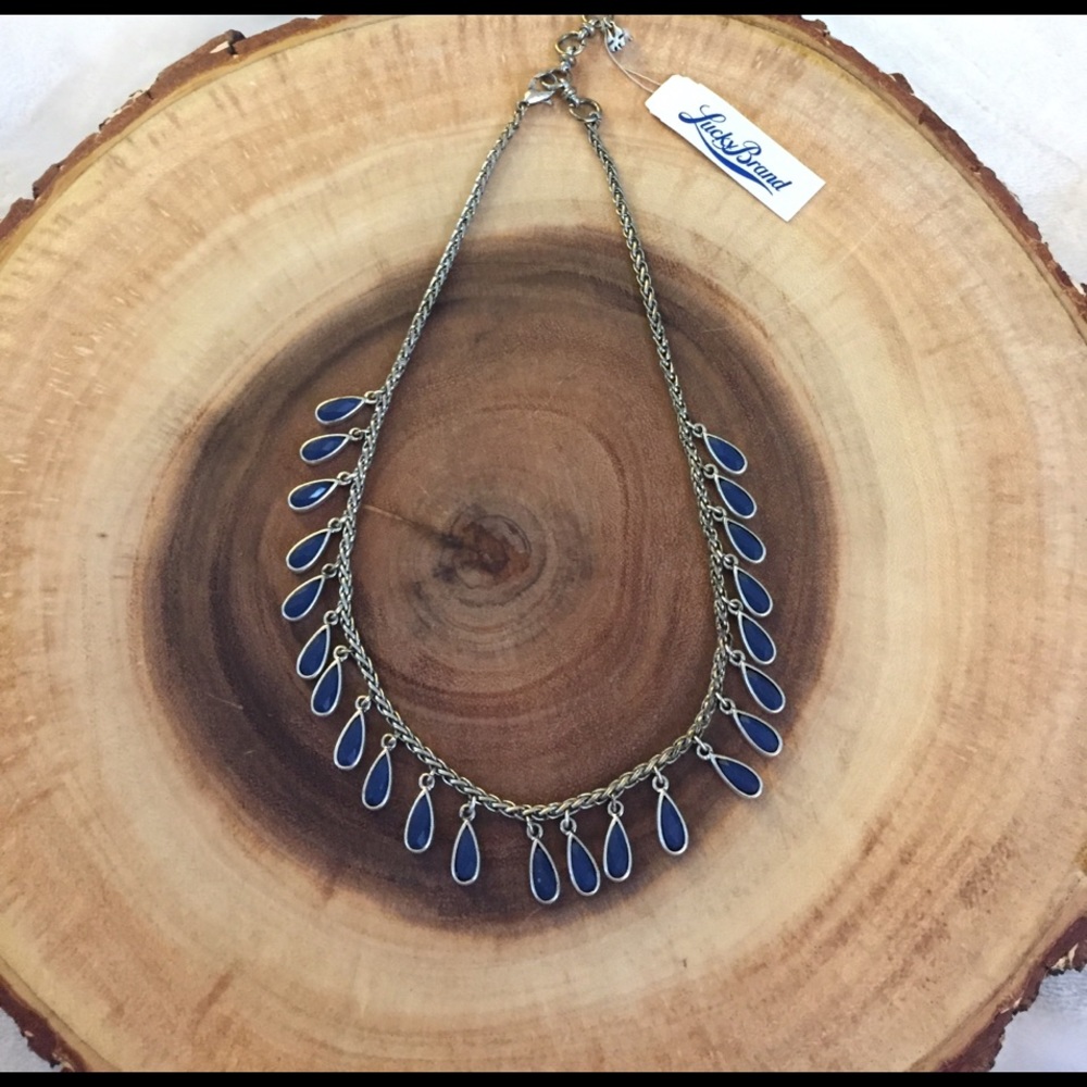 NWT Blue Tear Drop Lucky Necklace