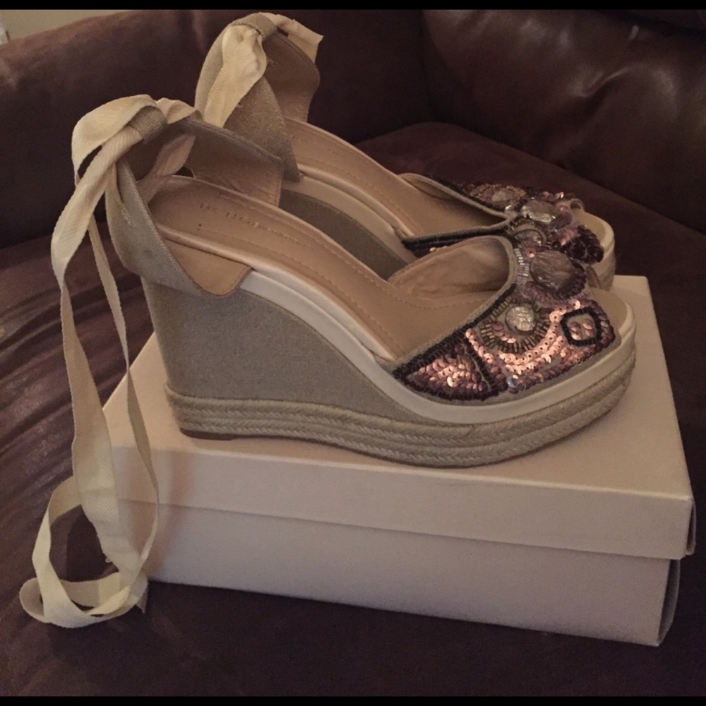 BCBG Wedge tie around the ankle
