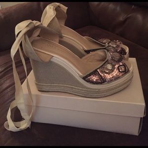 BCBG Wedge tie around the ankle