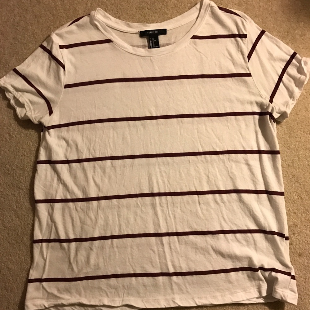 Maroon and white stripped T-shirt