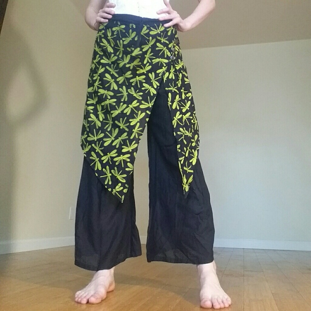 Cotton Apron Wide-Leg Pants
