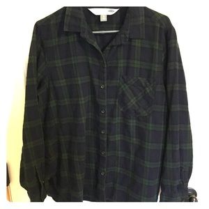 Flannel shirt in green and navy