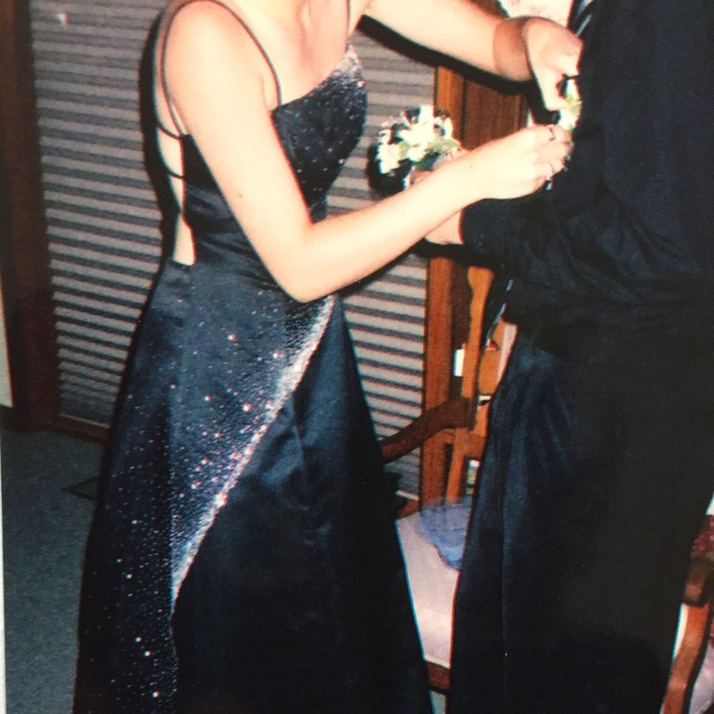 Prom or Formal Dress with silver beadwork