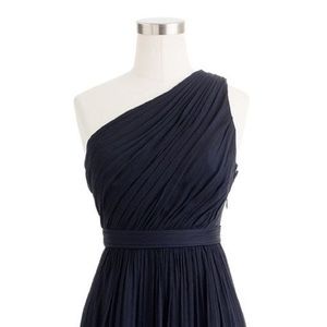 NWT J. Crew One-Shoulder Silk Chiffon Gown