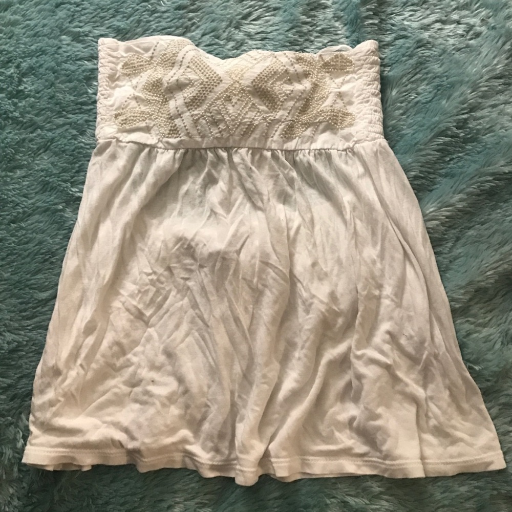 strapless white american eagle tie top