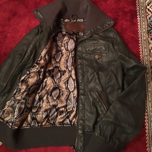 Leather bomber jacket