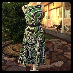 Green Navy Geometric Dress Size 6