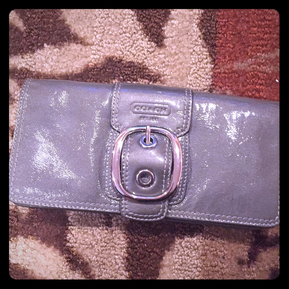 Gray/ silver coach wristlets leather