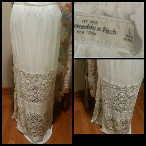 Abercrombie & Fitch Dresses & Skirts - Abercrombie&Fitch White Lacey Cotton Maxi Skirt