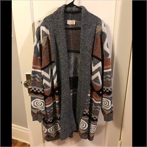 Vintage Patterned Open Cardigan Sweater