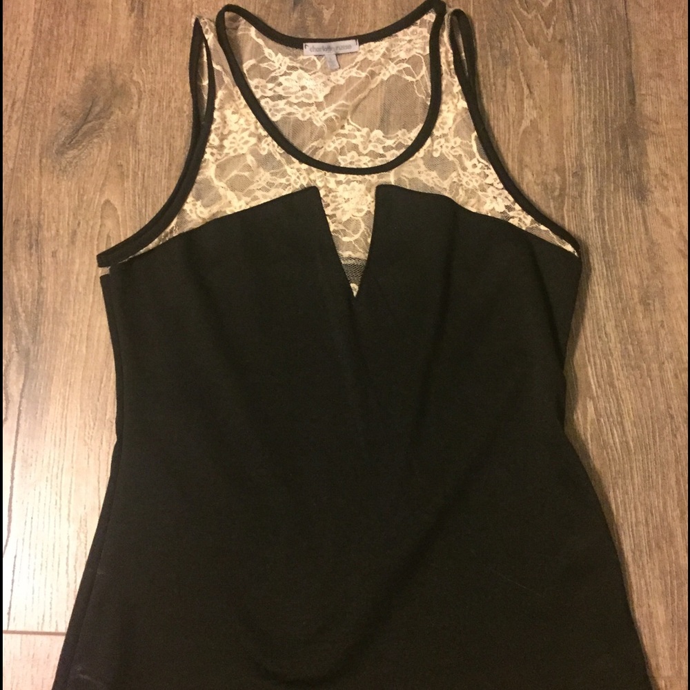Black and lace tank top.