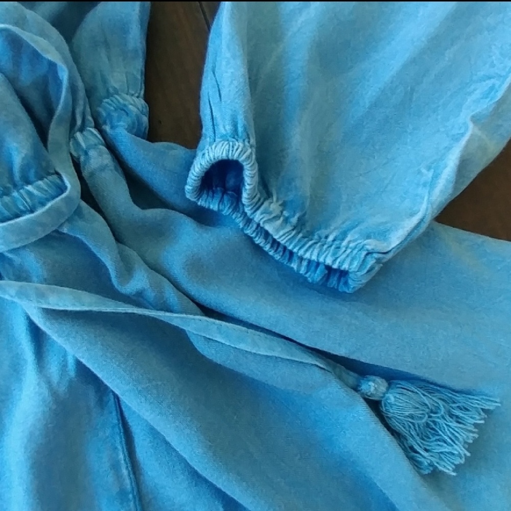 Chambray jumpsuit romper off the shoulder - Picture 5 of 6