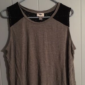 Old Navy Grey with Black Lace Tank