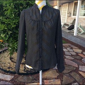 Black and White Poke a Dot Button Down Size Large