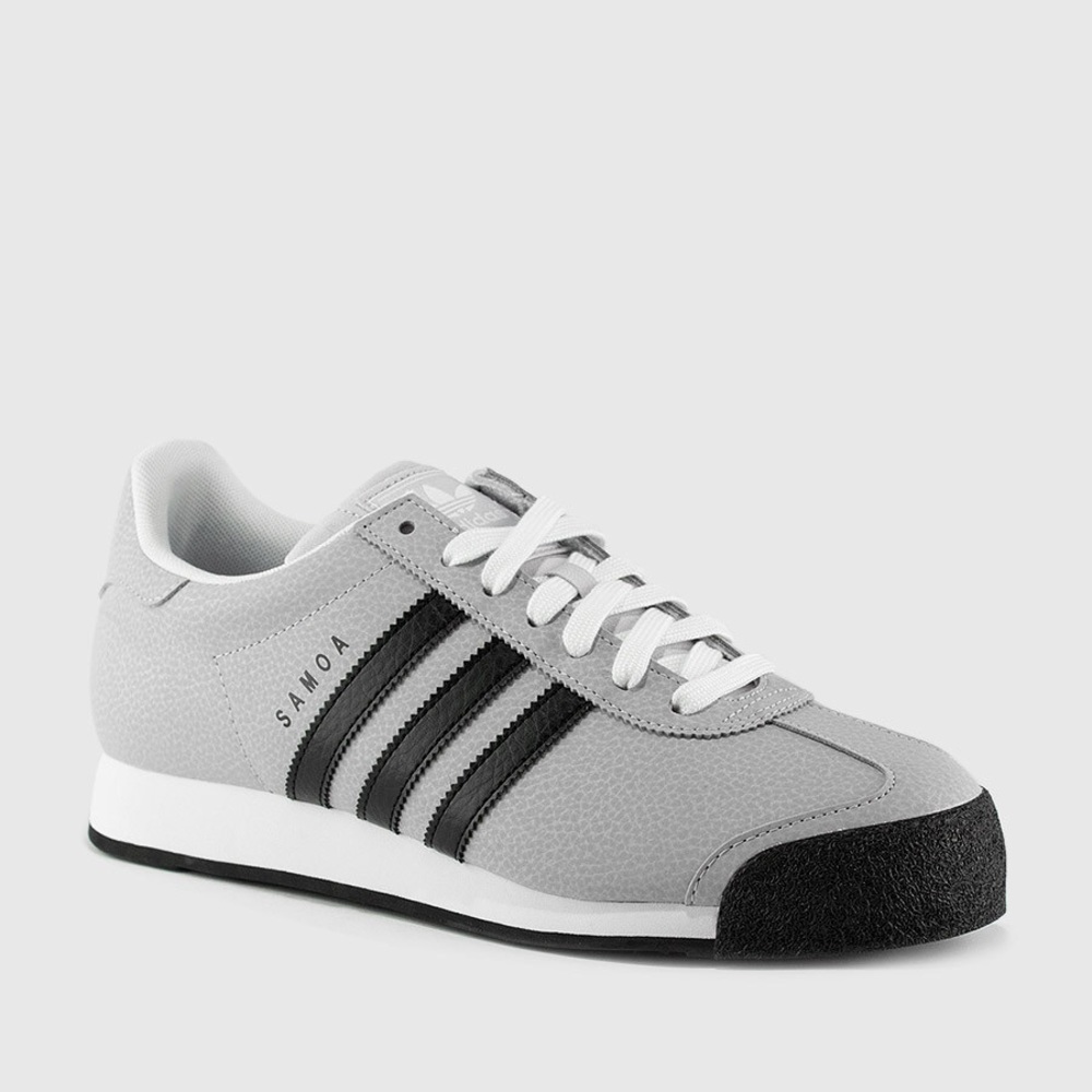 Men's grey and black adidas samoas
