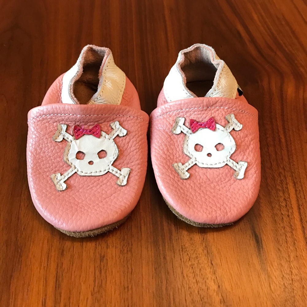 ⚡️SALE Skull Pink Bow Baby Moccasins