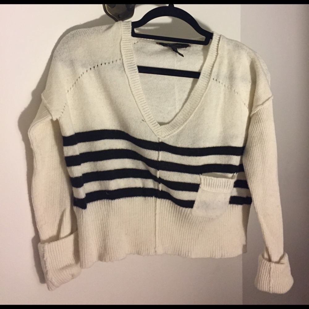 BCBG Maxazria cropped striped sweater