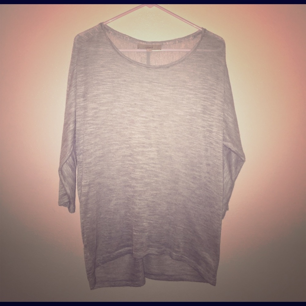 LOFT 3/4 length sleeve grey sheer shirt