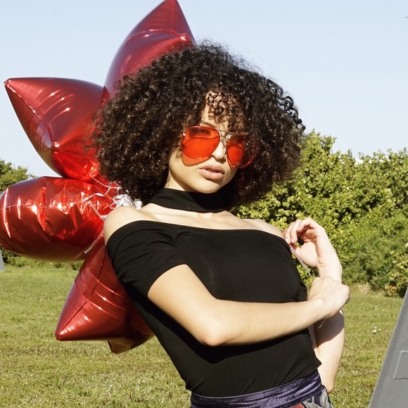 Style Link Miami Accessories - RED OVERSIZED AVIATOR SUNGLASSES