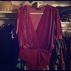 Zara plum velvet bodysuit