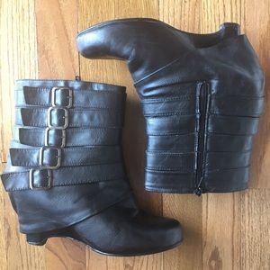 Black booties with buckles