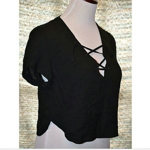 Brandy Melville Black Lace  Front  Crop Top Small