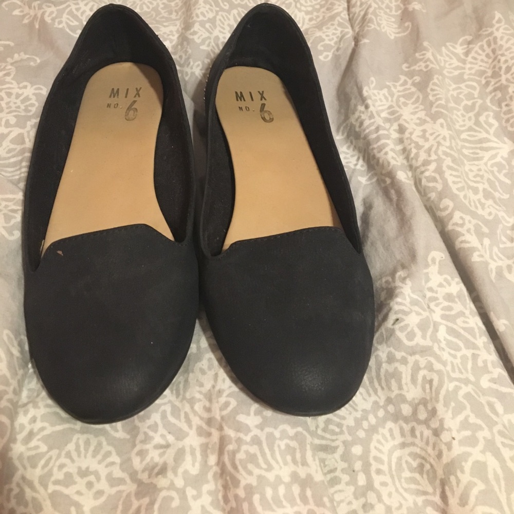Black gold studded flats