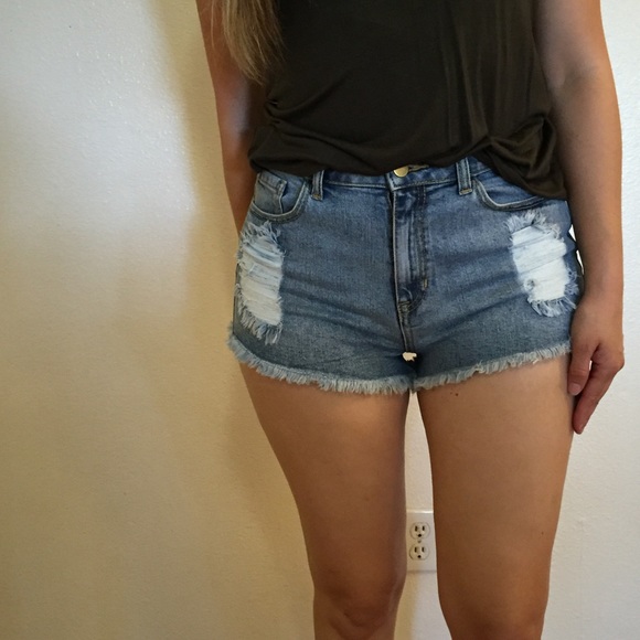 The Courtney High Rise Frayed Denim Shorts - Picture 5 of 8