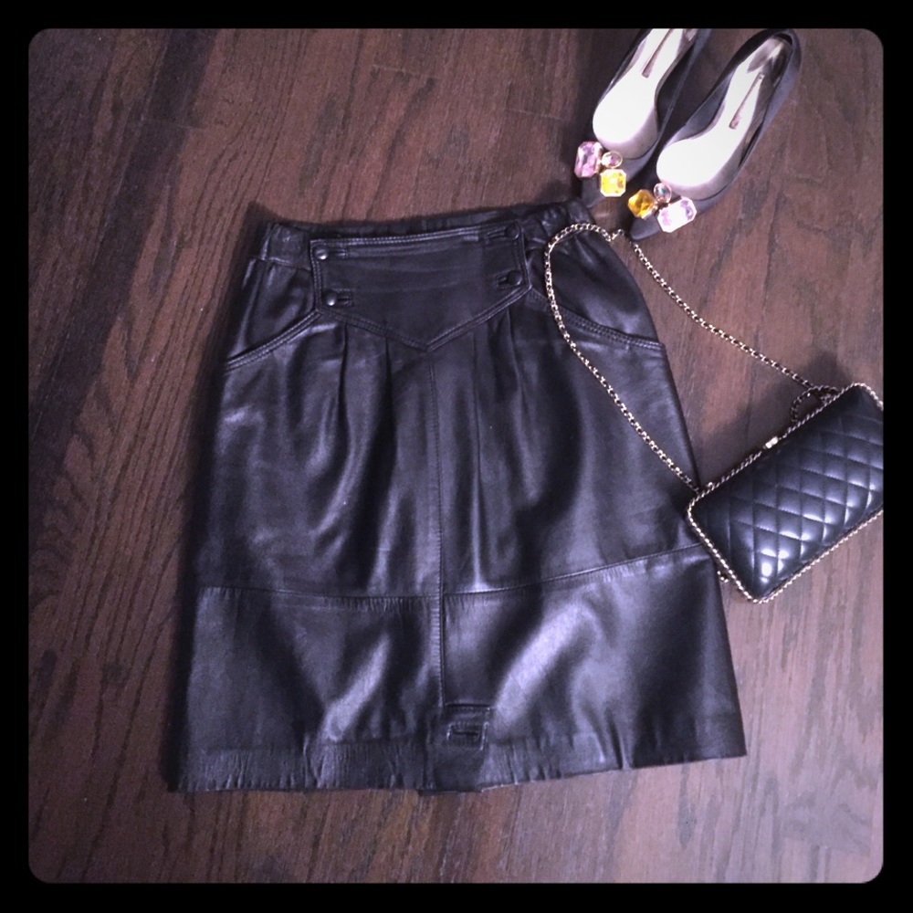 Amazing Vintage Black Leather Skirt