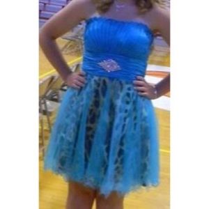 Turquoise/Cheetah Print Dress