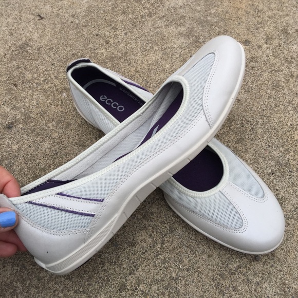 Ecco Shoes Womens Ecco White Leather Slip Ons 1m42new Poshmark