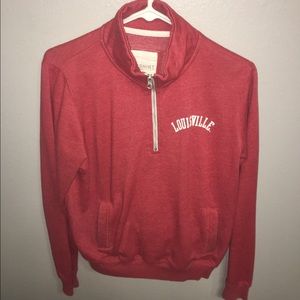 Quarter Zip Red Louisville Pullover, small