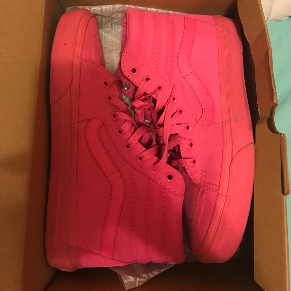 Neon Pink sk8 high vans Womens