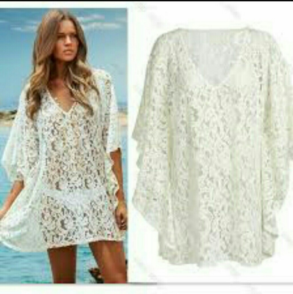 Sexy Fashion Beach Boho Dresses Women White Lace C - Picture 1 of 1
