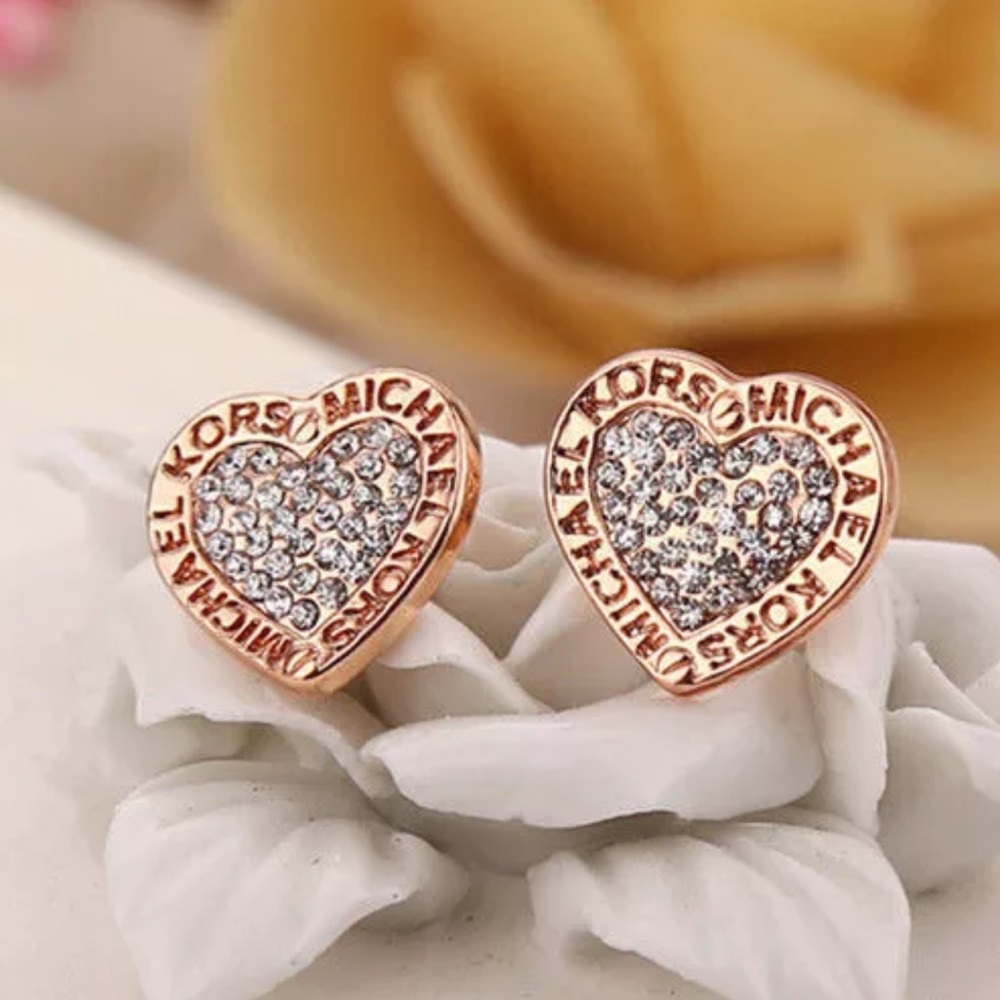 Rose Gold MK Heart Stud Earrings